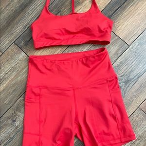 Feed Me Fight Me Women's Basic Biker Shorts & basic bra- Red Hot